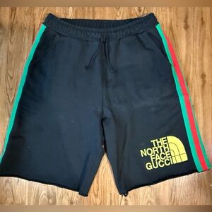 The North Face Gucci Black Athletic Shorts with Green and Red Accents Size XXL